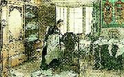 Carl Larsson karin vid linneskapet-min hustru i linneskapet France oil painting artist